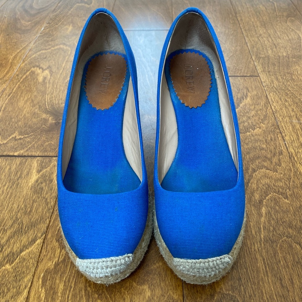Seville Espadrille Wedges in Canvas - Bright Royal Blue